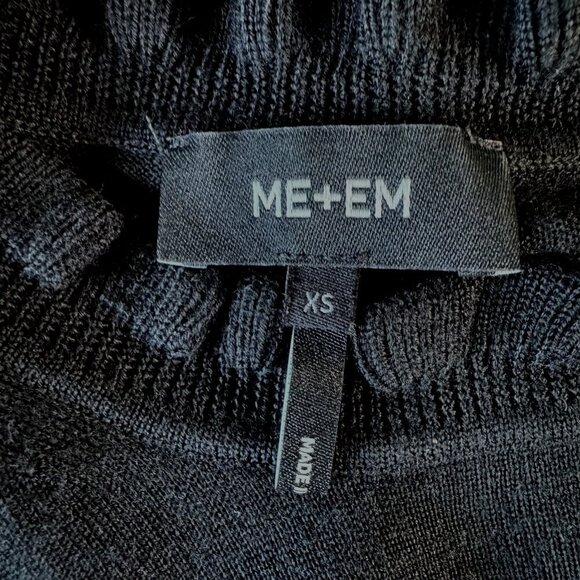 Me and Em womens size XS black knit sweater top wool silk blend ruffle trim - Picture 6 of 9